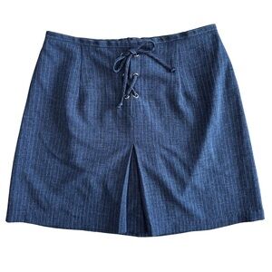Stringbean Made in USA Navy Pinstripe 90s Vintage Pleated Mini Skirt Size 7